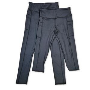2 Outland XS/S Leggings Full/Crop Length Black High Waist Pockets Tummy Support